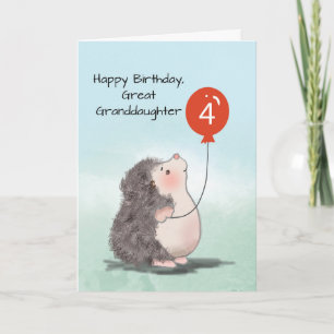 Achterkleindochter 4e verjaardag Schattig egeltje Kaart