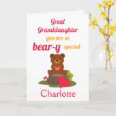 achterkleindochter Beer-y speciale Valentijnsdag Kaart (Gele Bloem)