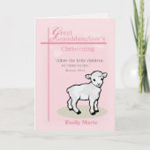 Achterkleindochter Doop Lam Kruis Roze Kaart (Voorkant)