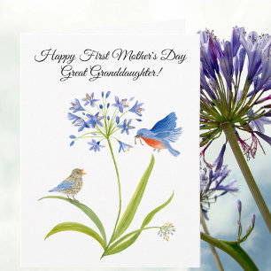 Achterkleindochter Eerste Moederdag Blauwe Vogel Kaart