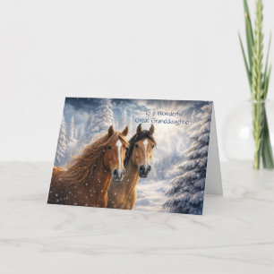 Achterkleindochter Kerstmis met Paarden Feestdagen Kaart