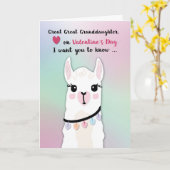 Achterkleindochter Llama Valentijnsdag Kaart (Gele Bloem)