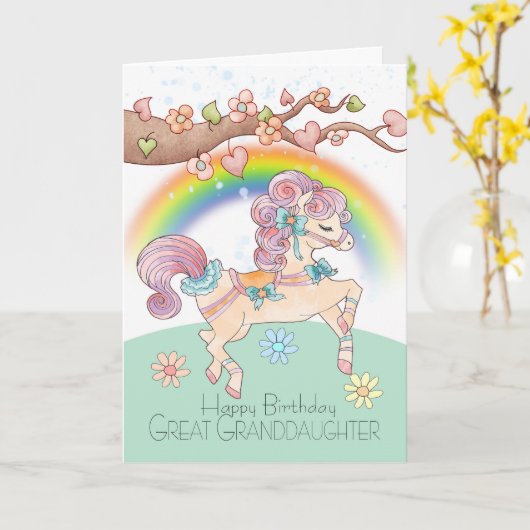 achterkleindochter Pony Wenskaart Kaart (Gele Bloem)