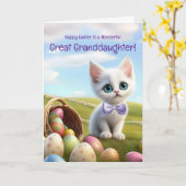 Achterkleindochter Schattig Pasen met Kitten Kaart (Gele Bloem)