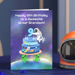 Achterkleinkind Gefeliciteerd met je 9e verjaardag Kaart
