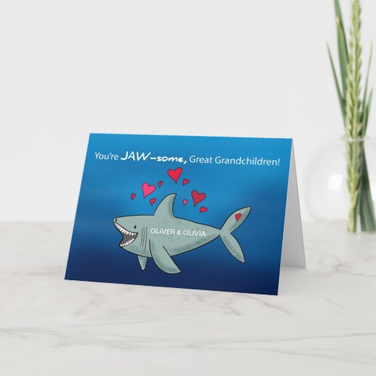 achterkleinkinderen Valentijnsdag Shark Kaart (Voorkant)