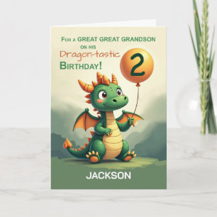 achterkleinzoon 2e verjaardag personaliseren draak kaart