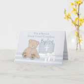 Achterkleinzoon Blauwe Doopcake Teddybeer Kaart (Gele Bloem)