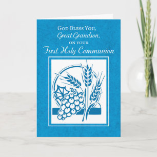 Achterkleinzoon Eerste Communie Blauw, Tarwe, Drui Kaart