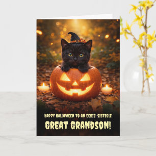 Achterkleinzoon Fijne Halloween Lieve Zwarte Kat Kaart