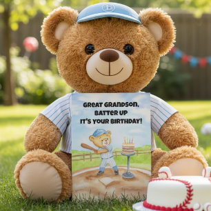 Achterkleinzoon Gelukkige Verjaardag Honkbal Teddy Kaart
