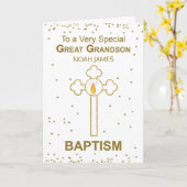 achterkleinzoon gepersonaliseerde naam doop gouden kaart (Gele Bloem)
