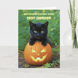 achterkleinzoon Happy Halloween Schattige Black Ca Kaart