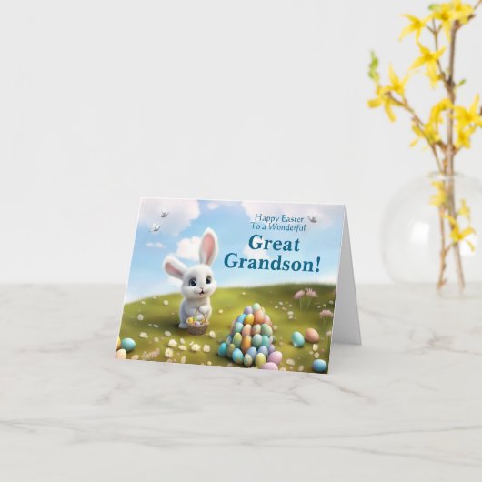 Achterkleinzoon Lieve Paashaas Kaart (Gele Bloem)