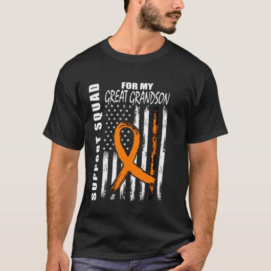 Achterkleinzoon Multiple Sclerose Vlag Supporter P T-shirt (Voorkant)