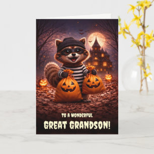 Achterkleinzoon Schattig Gelukkig Halloween Wasbee Kaart