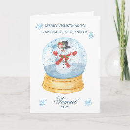 achterkleinzoon Snow Wereldbol Snowman Christmas Feestdagen Kaart
