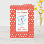 Achterkleinzoon Verloor Eerste Tand Gefeliciteerd Kaart (Gele Bloem)