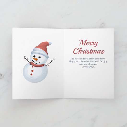 achterkleinzoon Vrolijke Kerstman Feestdagen Kaart (Binnen)