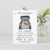 Achterklep Auto Voetbalspel BBQ Bier Koppel Bruids Kaart (Staand voorkant)