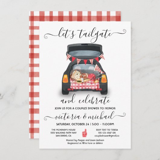 Achterklep Auto Voetbalspel BBQ Bier Koppel Bruilo Kaart (Voorkant / Achterkant)