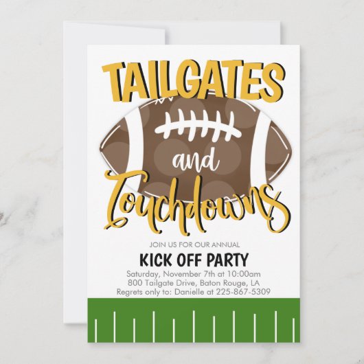 Achterklep en Touchdowns Voetbal ELKE TEAMKLEUR Kaart (Voorkant)