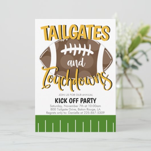 Achterklep en Touchdowns Voetbal ELKE TEAMKLEUR Kaart (Staand voorkant)