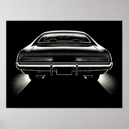 Achterlicht stilte – Voidform Silhouette Car Art Poster