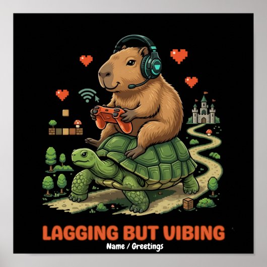 Achterlopend maar toch relaxed Funny Capybara & Tu Poster (Voorkant)