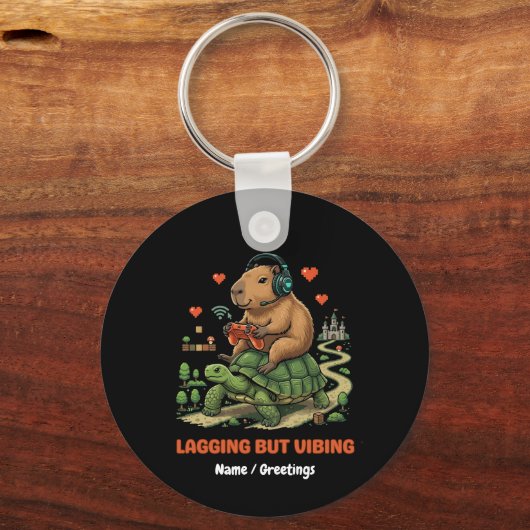 Achterlopend maar toch relaxed Funny Capybara & Tu Sleutelhanger (Voorkant)