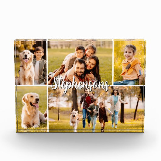 Achternaam 5 Photo Collage Script Fotoblokken (Voorkant)