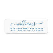 Achternaam achternaam blauw inkt script etiket (Voorkant)