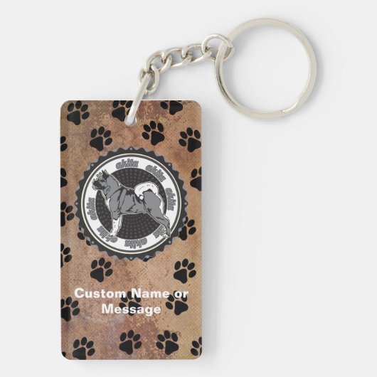 Achternaam Akita Paws Hondenras Lover Sleutelhanger (achterkant)