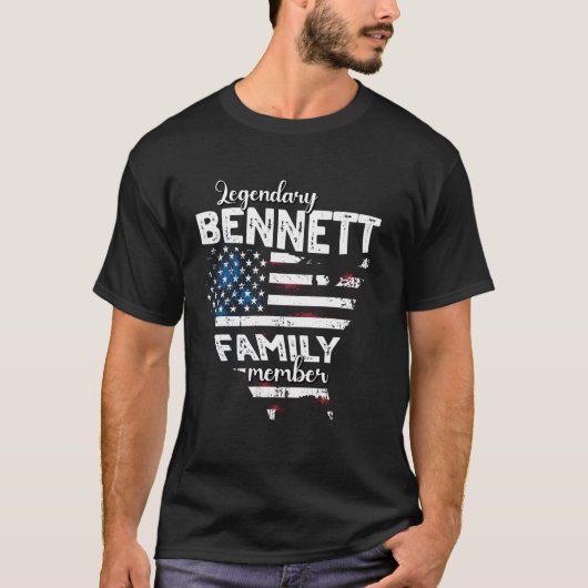 Achternaam Bennett US Vlag Bennett Achternaam Benn T-shirt (Voorkant)