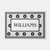 Achternaam Black en White Tegel Design Custom Deurmat (Voorkant)