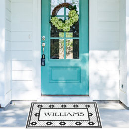 Achternaam Black en White Tegel Design Custom Deurmat