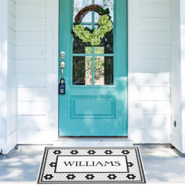 Achternaam Black en White Tegel Design Custom Deurmat