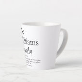 Achternaam Definitie zwart-wit, modern Latte Mok (Rechterhoek)