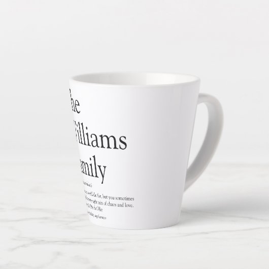 Achternaam Definitie zwart-wit, modern Latte Mok (Rechterhoek)