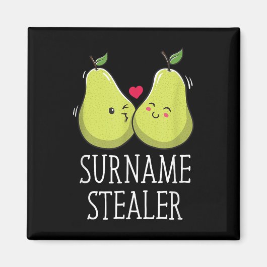 Achternaam dief groom pun echtgenoot om grap trouw magneet (Voorkant)