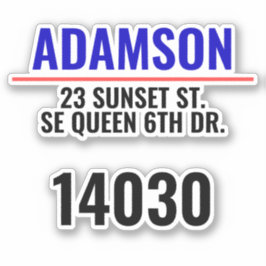 Achternaam en adres - Aangepaste postvaknummers Sticker