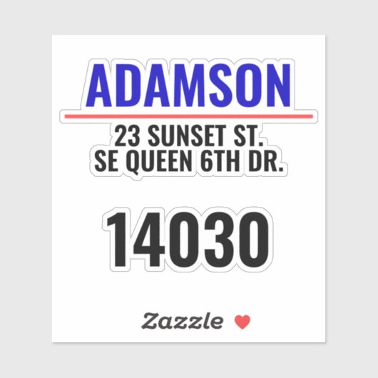 Achternaam en adres - Aangepaste postvaknummers Sticker (Vel)