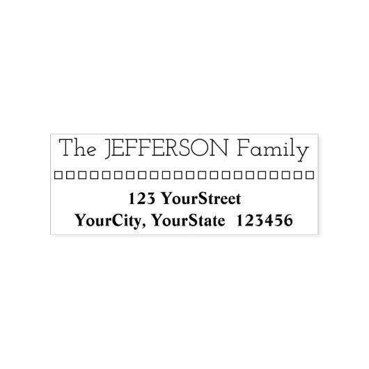 Achternaam en adres en vierkanten rubberstempel (Afrduk)