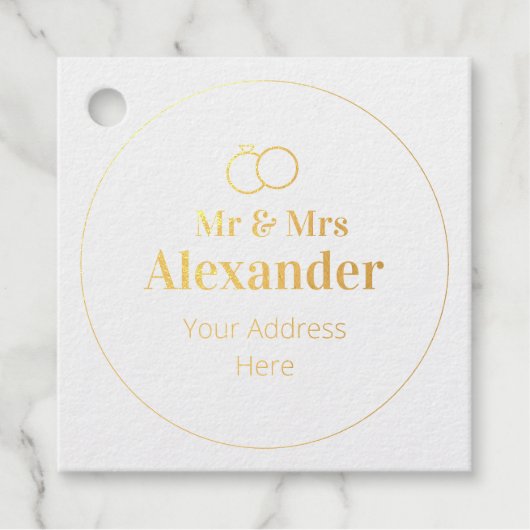 Achternaam en adres van de heer & mevrouw bedankjes labels (Voorkant)