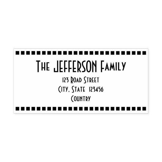 Achternaam en adres van de oogvangst zelfinktende stempel (Design)