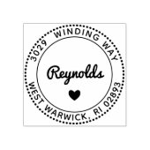 Achternaam en adres van het hart bevestigen rubberstempel (Afrduk)