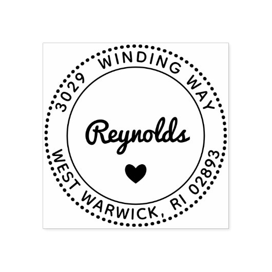 Achternaam en adres van het hart bevestigen rubberstempel (Afrduk)