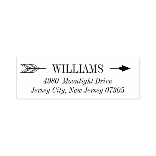Achternaam en adres van legant Arrow Zelfinktende Stempel (Design)