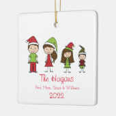 Achternaam en jaar persoonlijke kerstmis keramisch ornament (Links)