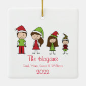 Achternaam en jaar persoonlijke kerstmis keramisch ornament (Achterkant)